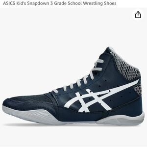 Asics kids wrestling shoes in navy/white, size 1 big kid